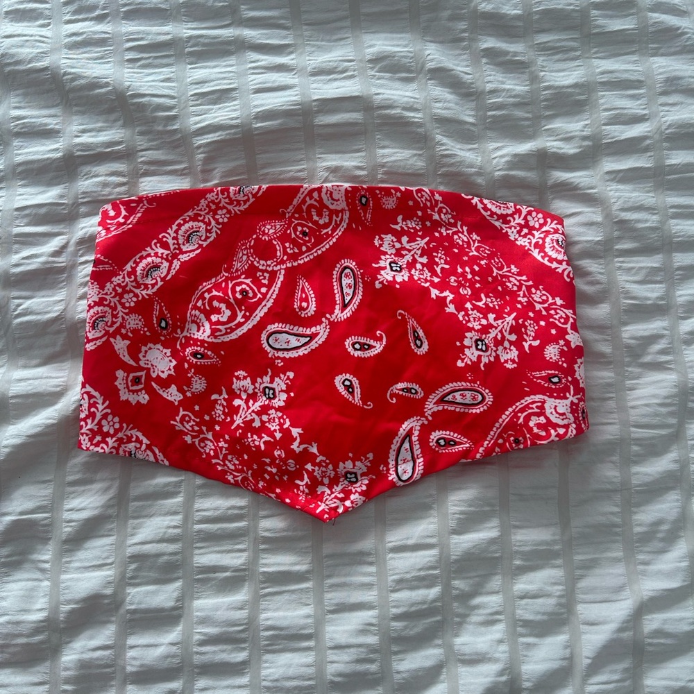 SHEIN Red Paisley Bandeau Tube Top